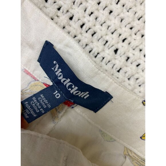 ModCloth Novelty Fruit Print High Rise Linen Shorts Women Size 10 Vacation Beach - Picture 3 of 16